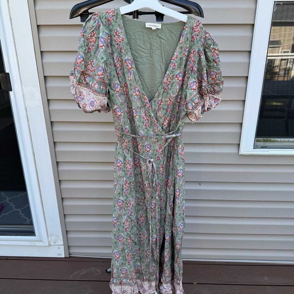 E E SOME Floral Wrap Around Maxi Dress Size Small